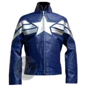 Captain America Leather Blue Jacket