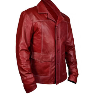 Brad Pitt Tyler Durden Fight Club Maroon Leather Jacket