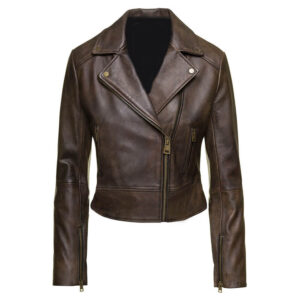 Kristin Kreuk Brown Leather Jacket Beauty and The Beast