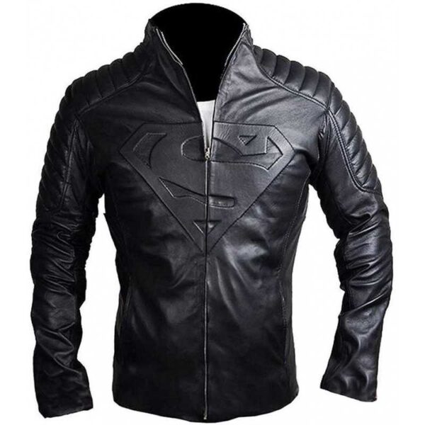 Superman Man Of Steel Leather Jacket Black