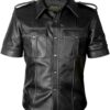 Men's Real Sheep Leather Police Uniform Bluff Gay Shirt