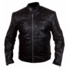 David Beckham Black Leather Biker Jacket Quilted