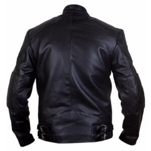 David Beckham Black Leather Biker Jacket Quilted