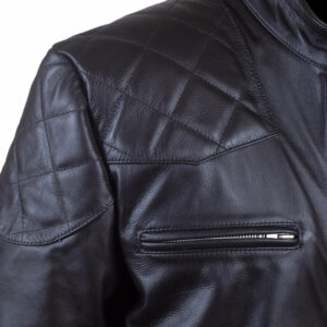 David Beckham Black Leather Biker Jacket Quilted