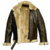 Mens Aviator B3 Flying Leather Jacket Faux Shearling Fur Leather Jacket