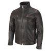 Mens Black Rivet Leather Moto Jacket