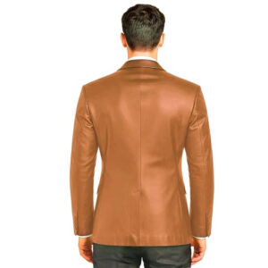 Men's Classic Black Blazer Slim Fit Leather Coat