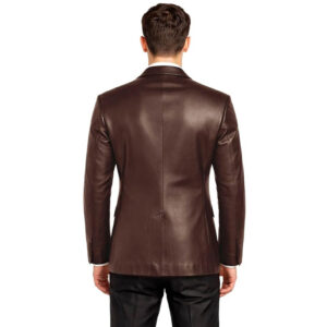 Men's Classic Black Blazer Slim Fit Leather Coat