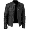 Mens Vintage Slim Fit Biker Brown Black Jacket