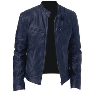 Alternative view of Mens Vintage Slim Fit Biker Brown Black Jacket