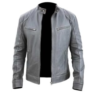 Mens Real Leather Jacket Biker Motorcycle Racer Vintage Retro Bomber Winter Black Genuine Leather Jacket
