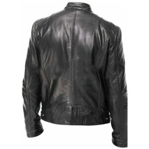 Mens Slim Fit Biker Black Leather Jacket Vintage Retro Black Fashion Jacket