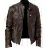 Mens Vintage Slim Fit Biker Brown Jacket cafe racer Brown Mens Slim Fit Biker brown Leather Jacket Vintage Retro