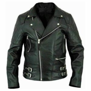 Alternative view of Mens Vintage Distressed Biker Jacket Classic Diamond
