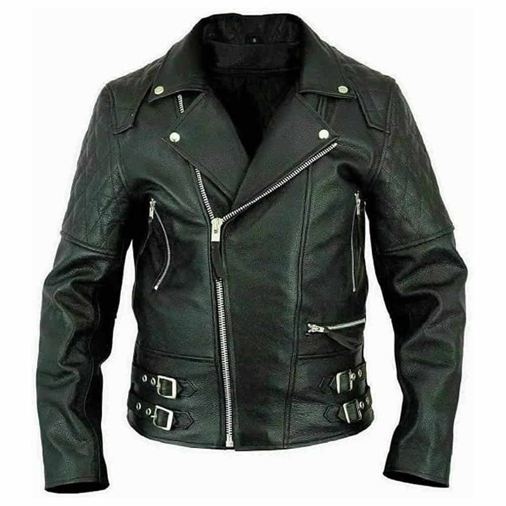 Mens Vintage Distressed Biker Jacket Classic Diamond Mens Vintage Distressed Biker Jacket Classic Diamond - Image 2