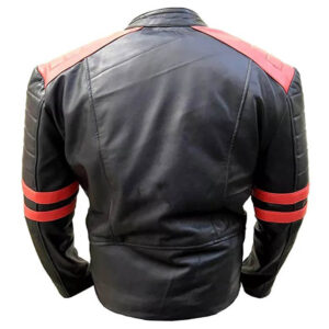 Brad Pitt Fight Club Leather Jacket Brando Black Red Stripes Leather Jacket