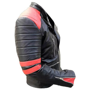 Brad Pitt Fight Club Leather Jacket Brando Black Red Stripes Leather Jacket