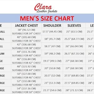 clara leather jackets uk size chart