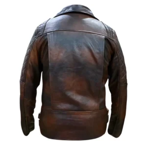 Mens Vintage Distressed Biker Jacket Classic Diamond