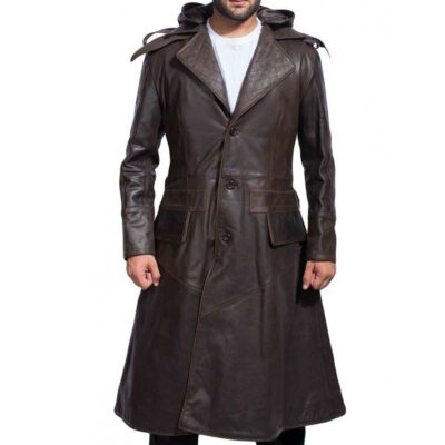 Assassin's Creed Syndicate Leather Coat Jacob Frye Brown Leather Coat Jacob Frye Assassin's Creed Syndicate Video Game Leather Coat Detachable Hood