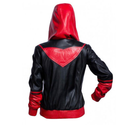 Batwoman Kate Kane Black Hood Jacket Red Bat Logo Leather Jacket