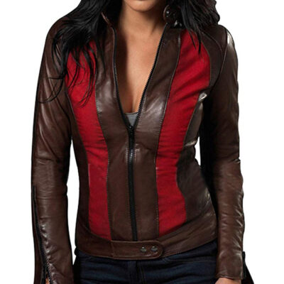 Abigail Whistler Brown Leather Jacket Blade Trinity Jessica Biel