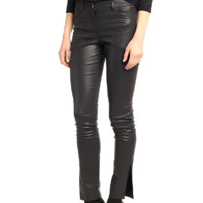 Chic Women's Black Leather Skinny Pant Jeans