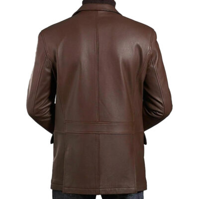 Mens Casual Dark Brown Leather Blazer