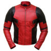 Deadpool 3 Red Black Leather Jacket Men's Deadpool Ryan Reynolds Genuine Leather Jacket