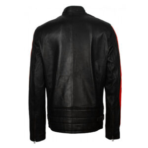 Men Cafe Racer Star Black Leather Jacket