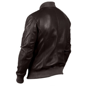 Men's Choco Brown Leather Bomber Jacket