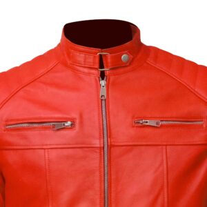 Men's Club Retro Biker Red Leather Jacket