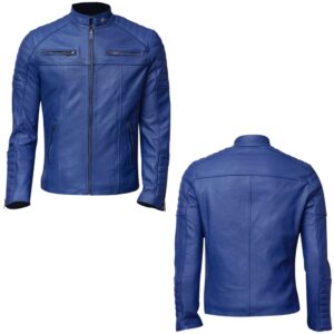 Men Club Retro Royal Blue Leather Jacket