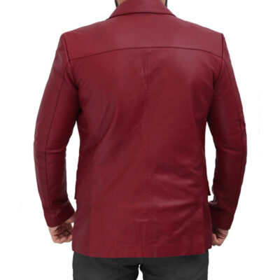 Mens Formal Maroon Real Leather Blazer