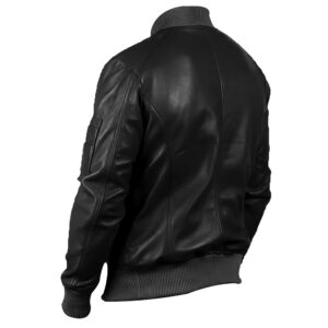 Men's Stylish Black Leather Bomber Jacket