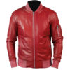Men Stylish Bomber Maroon Leather Jacket