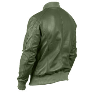 Men's Stylish Green Leather Bomber Jacket
