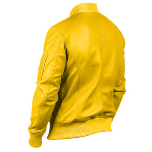 Men Bomber Stylish Yellow Leather Jacket