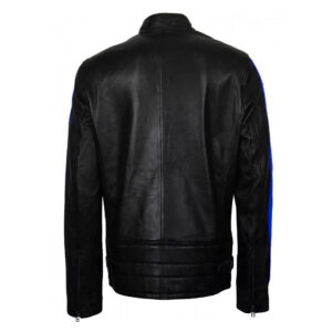 Men Cafe Racer Black Star Leather Jacket