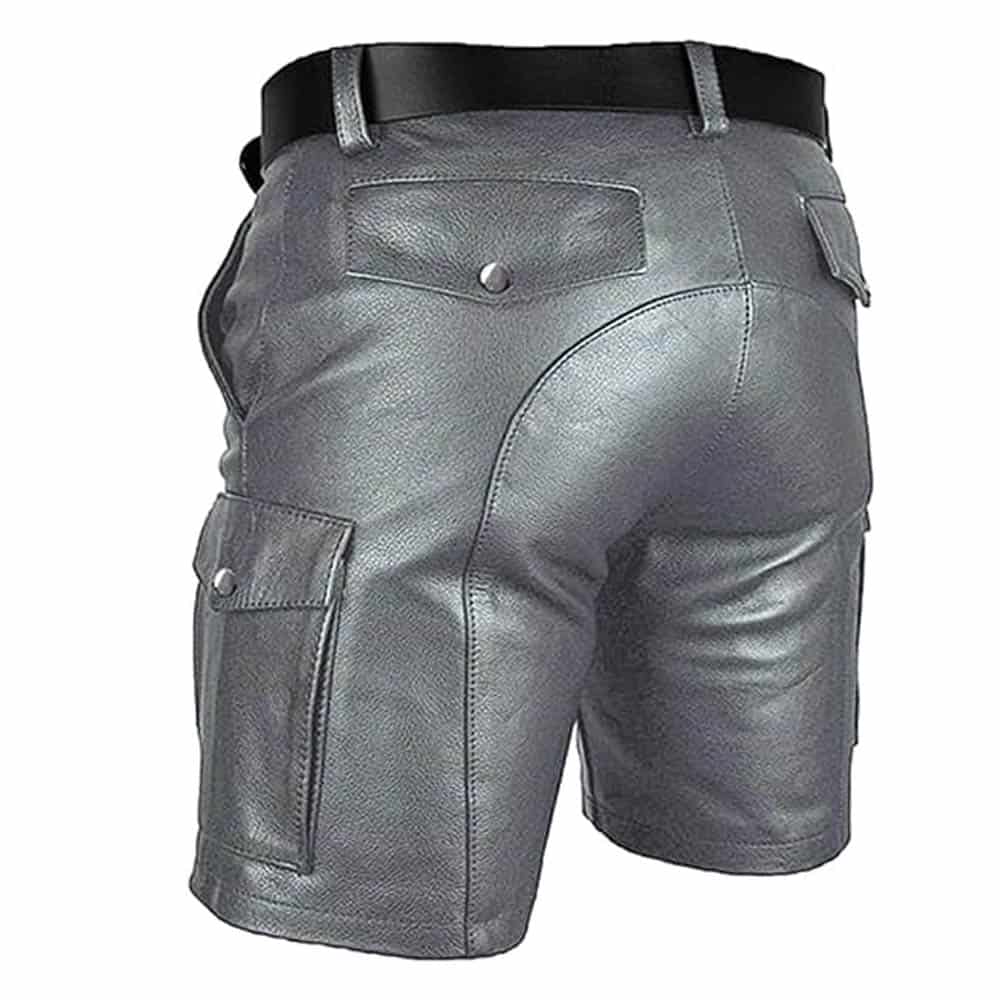 Men's Cargo Club Wear Leather Shorts Men's Cargo Club Wear Shorts Casual Shorts with 6 Pockets