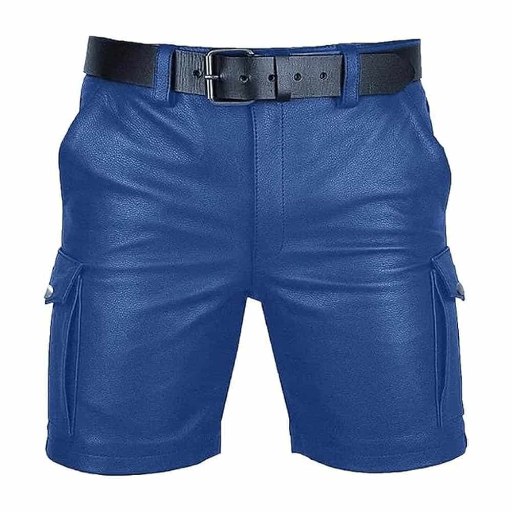 Men's Cargo Club Wear Leather Shorts Men's Cargo Style Club Wear Shorts Casual Shorts with 6 Pockets