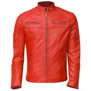 Men's Club Retro Biker Red Leather Jacket