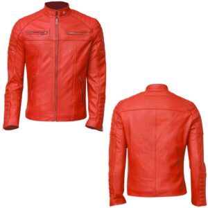 Men's Club Retro Biker Red Leather Jacket