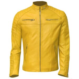 Men's Club Retro Yellow Leather Jacket