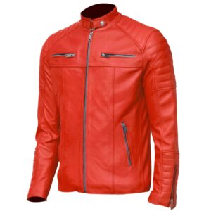 Men's Club Retro Biker Red Leather Jacket