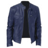 Men's Biker Blue Vintage Leather Jacket