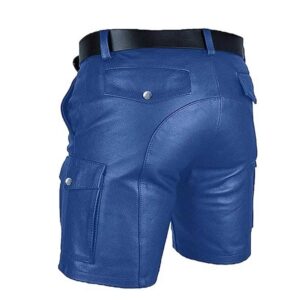 Men's Cargo Club Wear Leather Shorts Men's Style Club Wear Shorts Shorts with 6 Pockets