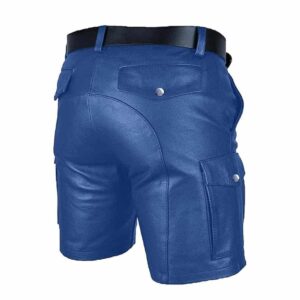 Men's Cargo Club Wear Leather Shorts Men's Style Club Wear Shorts with 6 Pockets