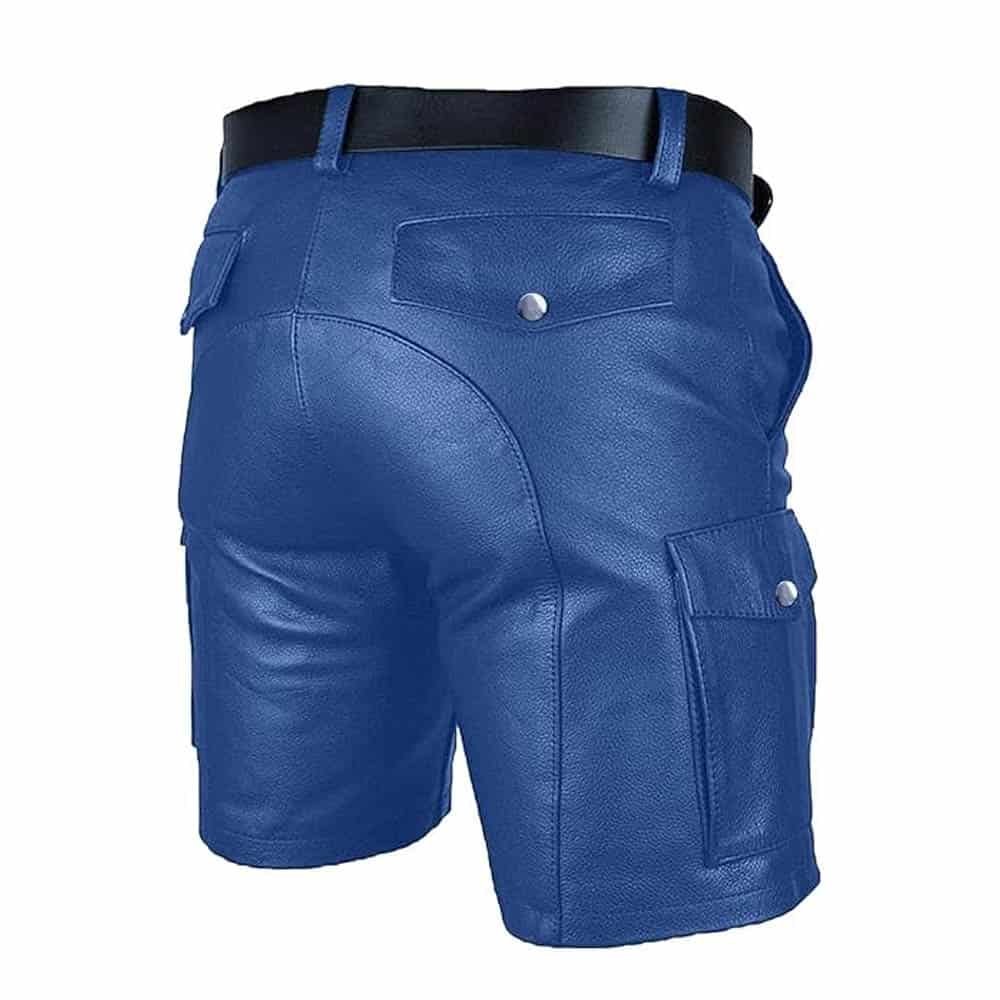 Men's Cargo Club Wear Leather Shorts Men's Style Club Wear Shorts with 6 Pockets