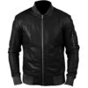 Men's Stylish Black Leather Bomber Jacket